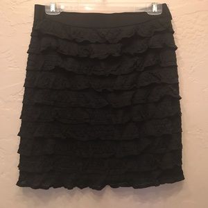 Max Studio petite small black ruffle skirt